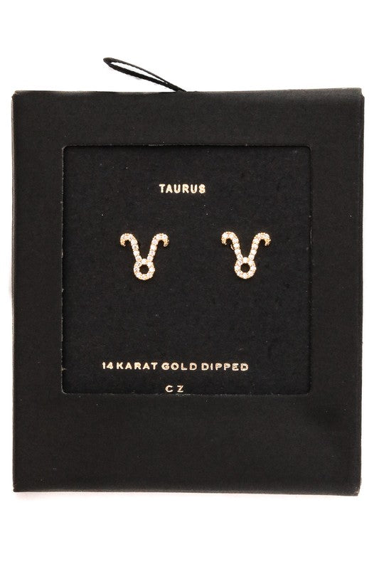 Taurus Gold Zodiac Sign Earrings