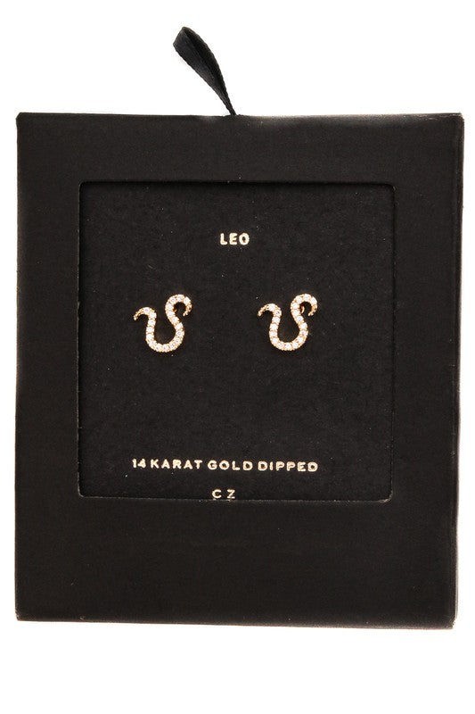 Leo Gold Zodiac Sign Earrings