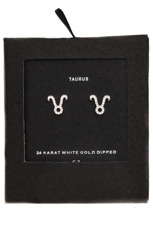 Taurus Silver Zodiac Sign Earrings