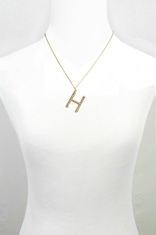 STYLED BY ALX COUTURE MIAMI BOUTIQUE ACCESSORIES NECKLACE Gold Etched Initial Necklace