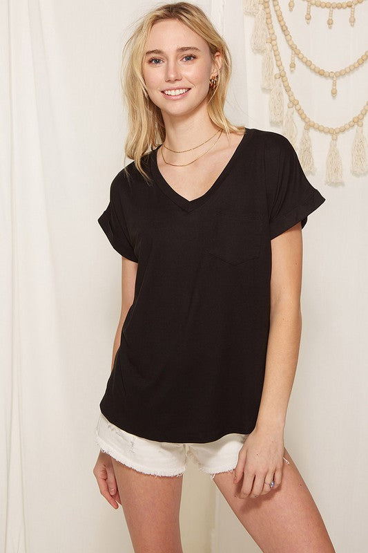 STYLED BY ALX COUTURE MIAMI BOUTIQUE Black V Neck Dolman Top