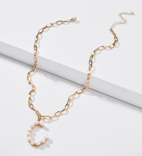 C Pearl Letter Necklaces