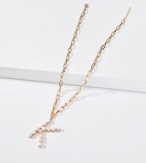 K Pearl Letter Necklaces
