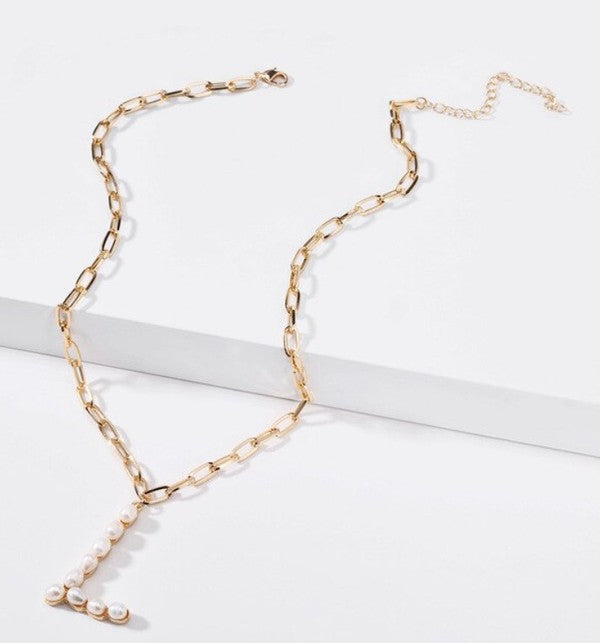 L Pearl Letter Necklaces