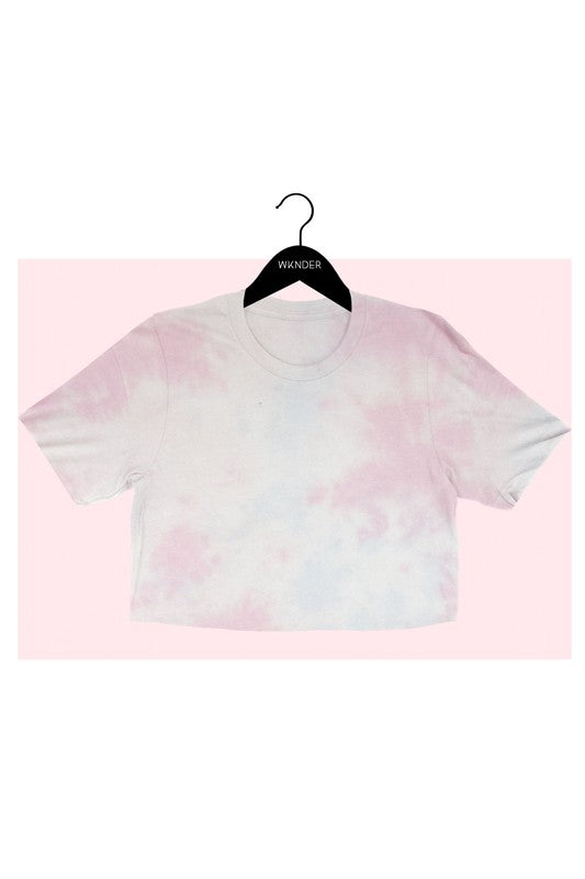 PINK TIE DYE CROP TEE   Tie dye cropped tee designed for comfort and style. Pair with your favorite joggers for a comfort look.