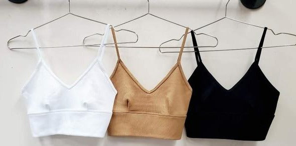 different colors of Ribbed V Neck Crop Top