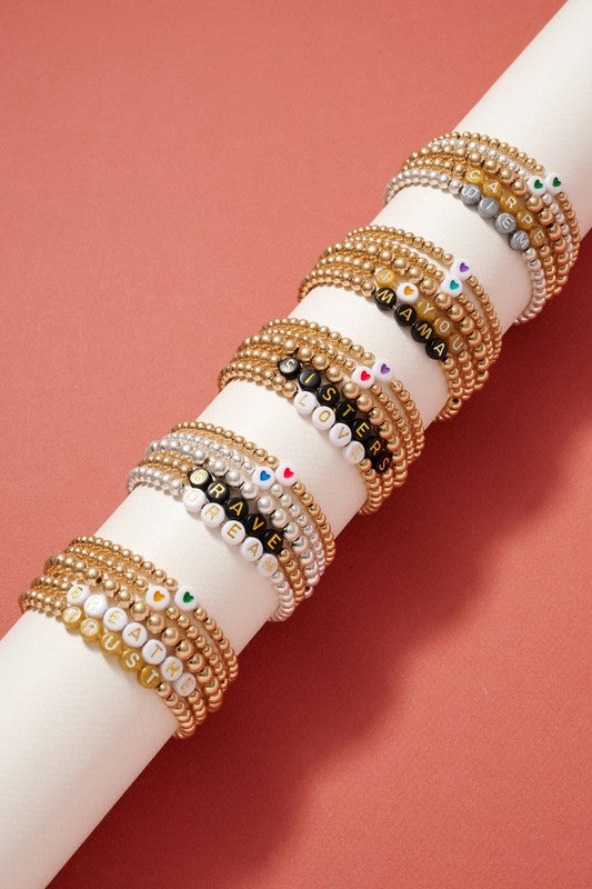 Inspirational Metal Beaded Bracelet Set