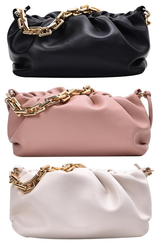 TRENDY CHAIN BAG IN BLACK PINK AND WHITE