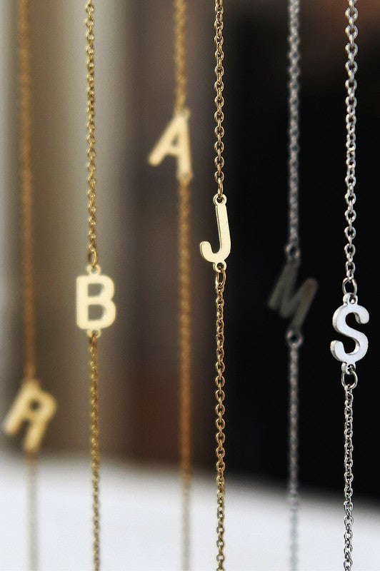 STYLED BY ALX COUTURE MIAMI BOUTIQUE WOMENS NECKLACE Dainty Sideways Initial Necklace