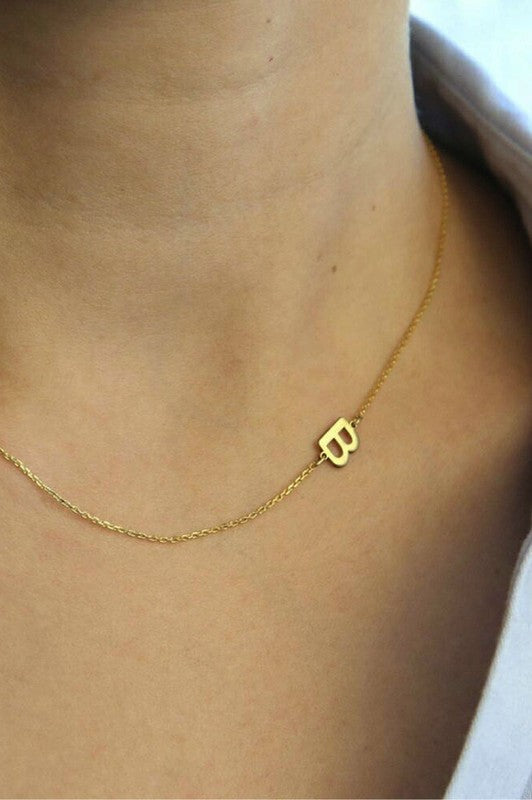 STYLED BY ALX COUTURE MIAMI BOUTIQUE WOMENS NECKLACE Dainty Sideways Initial Necklace