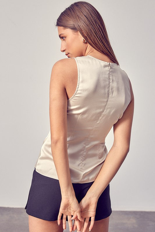 Champagne Side Ruched Top