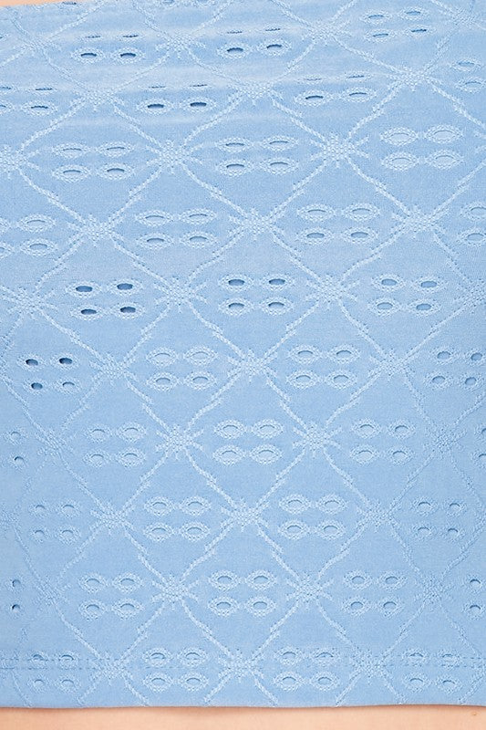 Blue Crochet Strapless Top