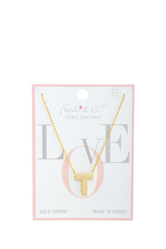 Gold Diamond Letter Pendant Necklace