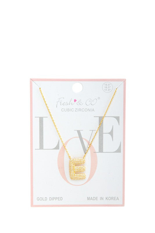 Gold Diamond Letter Pendant Necklace
