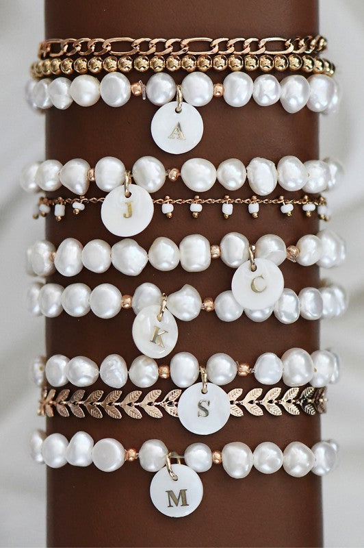 STYLED BY ALX COUTURE MIAMI BOUTIQUE WOMENS BRACELET Initial Freshwater Baroque Pearl Bracelet