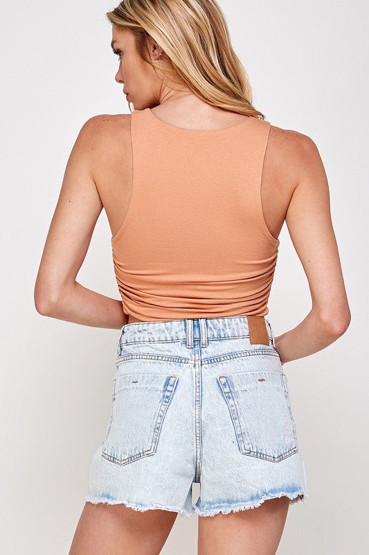 Rust Side Ruched Crop Top
