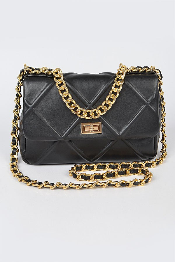 STYLED BY ALX COUTURE MIAMI BOUTIQUE ACCESSORIES BAG Faux Leather Chain Crossbody Bag