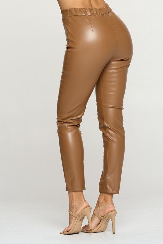 STYLED BY ALX COUTURE MIAMI BOUTIQUE PANTS CAMEL Camel PU Pull Up Pants