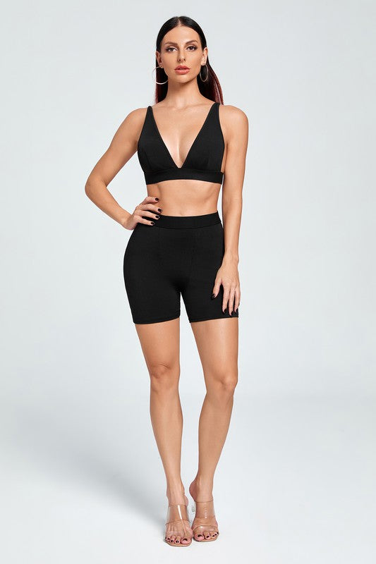 STYLED BY ALX COUTURE MIAMI BOUTIQUE Black Workout Short Sets