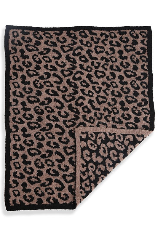 STYLED BY ALX COUTURE MIAMI BOUTIQUE Coffee Kids Leopard Print Soft Throw Blanket