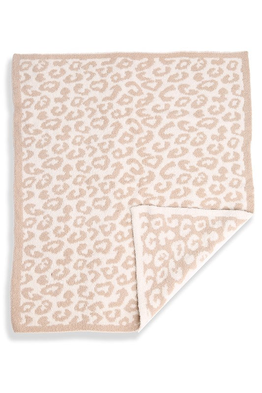 STYLED BY ALX COUTURE MIAMI BOUTIQUE Beige Kids Leopard Print Soft Throw Blanket