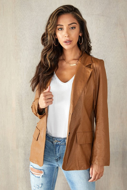 STYLED BY ALX COUTURE MIAMI BOUTIQUE Camel Long Blazer