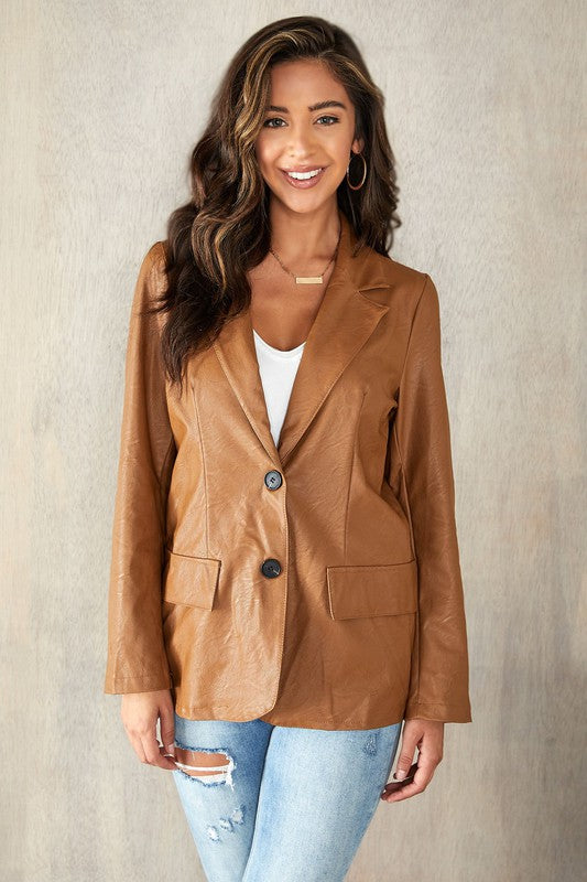STYLED BY ALX COUTURE MIAMI BOUTIQUE Camel Long Blazer