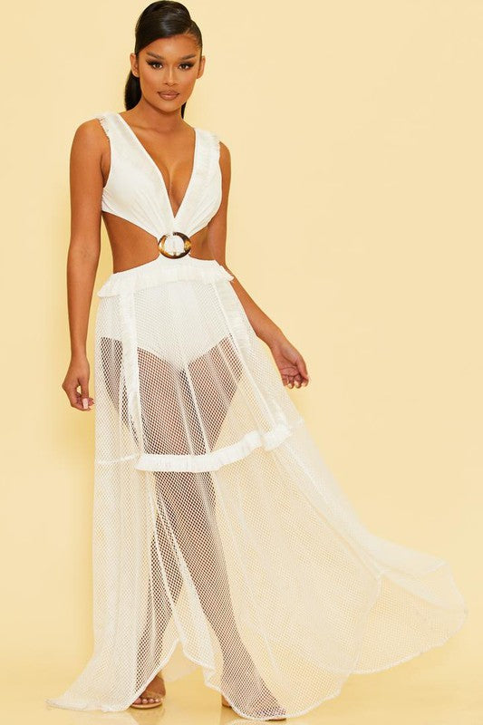 STYLED BY ALX COUTURE MIAMI BOUTIQUE WOMENS Mesh Resort Maxi Dress