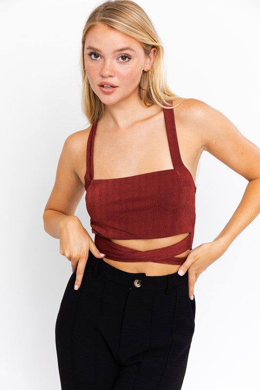 STYLED BY ALX COUTURE MIAMI BOUTIQUE WOMENS CROP TOP BRICK Brick Criss Cross Crop Top