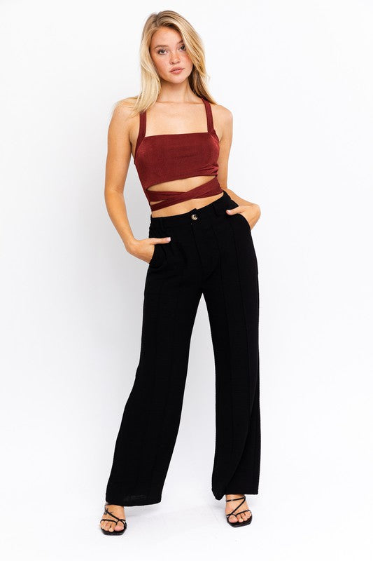 STYLED BY ALX COUTURE MIAMI BOUTIQUE WOMENS CROP TOP BRICK Brick Criss Cross Crop Top