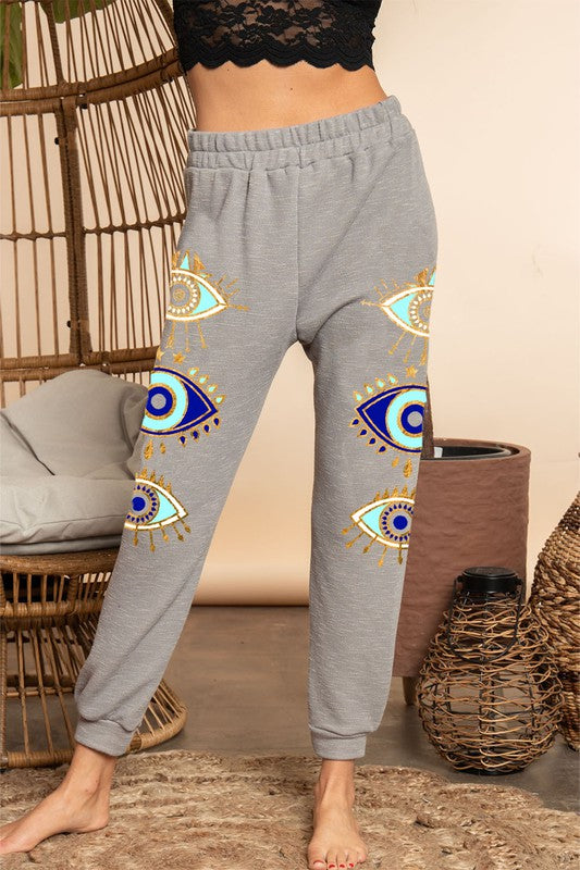 STYLED BY ALX COUTURE MIAMI BOUTIQUE WOMENS PANTS Grey Aztec Mix Match Pants