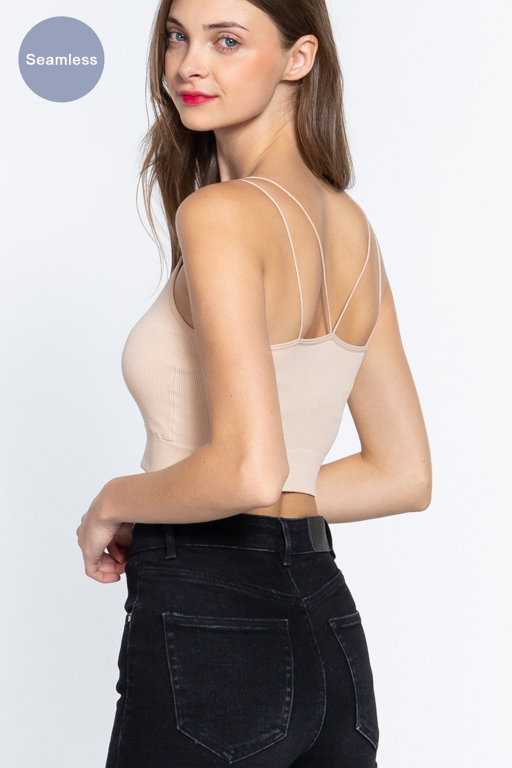 STYLED BY ALX COUTURE MIAMI BOUTIQUE Double Strap Seamless Rib Cami Top