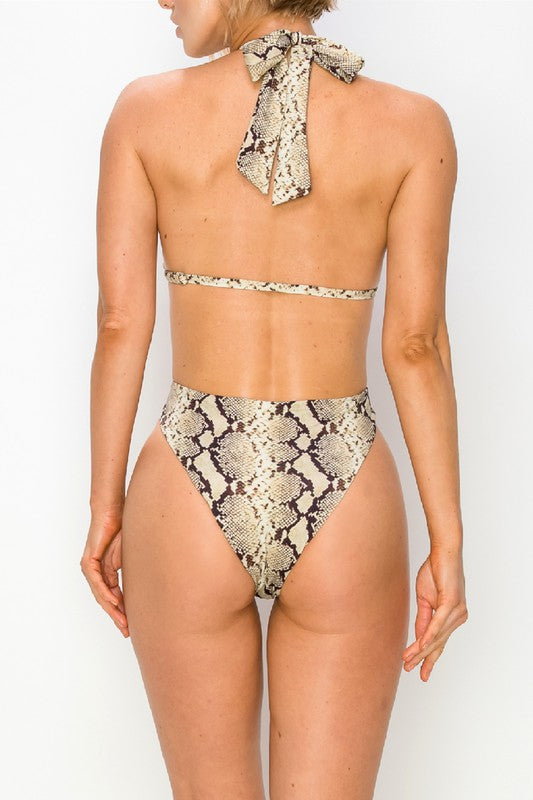 STYLED BY ALX COUTURE MIAMI BOUTIQUE Python Front Wrap High Leg Bikini