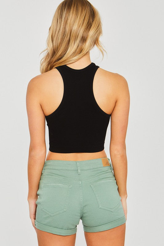 styled by alx couture miami boutique Knit Solid Racer Back Tank Top