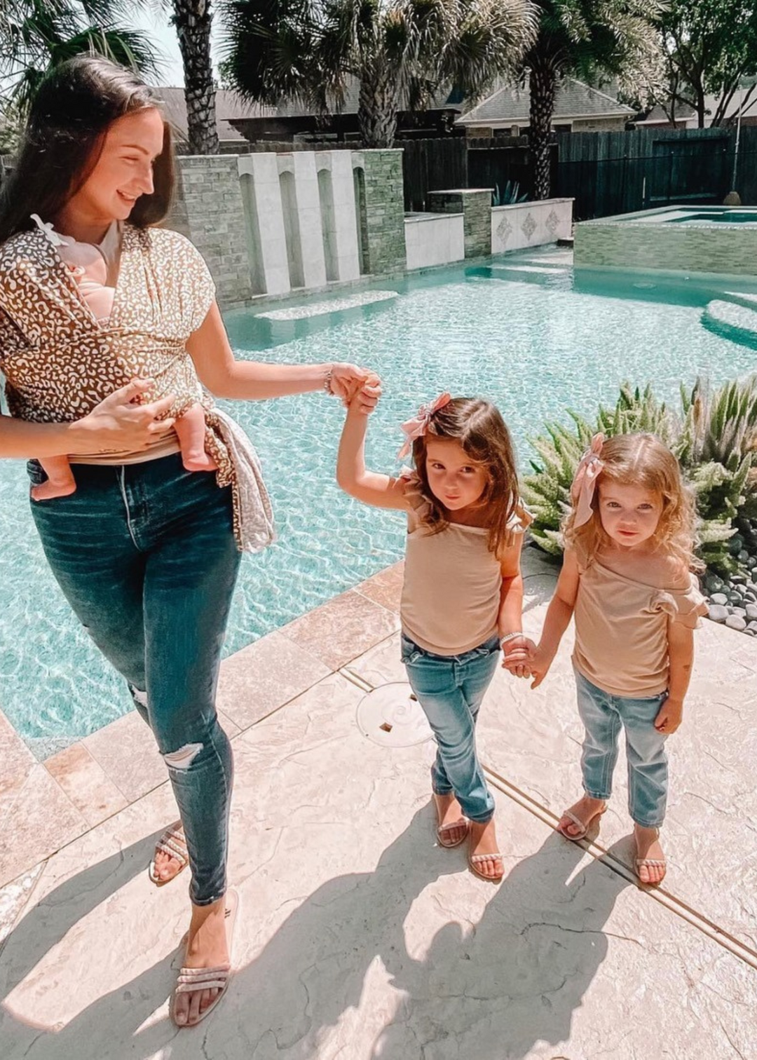 ARIA B THREE STRAP STUDDED SLIP ONS IN SOLID NUDE . Jelly sandals perfect for summer, sandals that you can wear all day long and match with aria kids collection of mommy and me