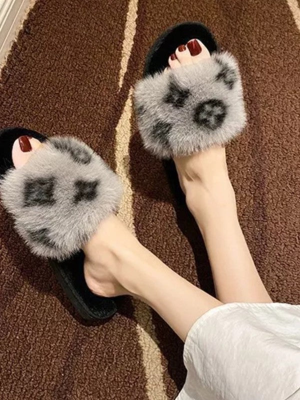 STYLED BY ALX COUTURE MIAMI BOUTIQUE Fashion Plush Open Toe Slippers