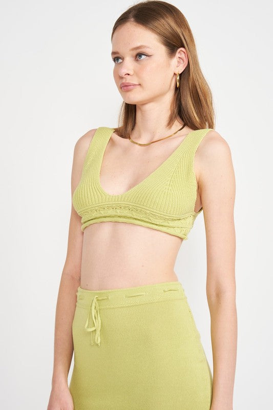 STYLED BY ALX COUTURE MIAMI BOUTIQUE Lime V Neck Crop Top