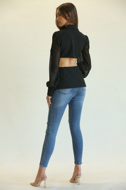 STYLED BY ALX COUTURE MIAMI BOUTIQUE Back Cutout Blazer