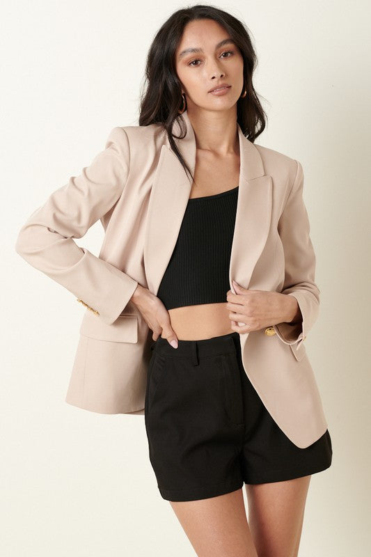 STYLED BY ALX COUTURE MIAMI BOUTIQUE Sand Tailored Blazer With Buttons