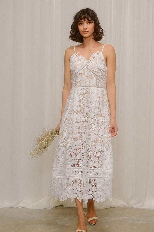 White Crochet Peplum Dress