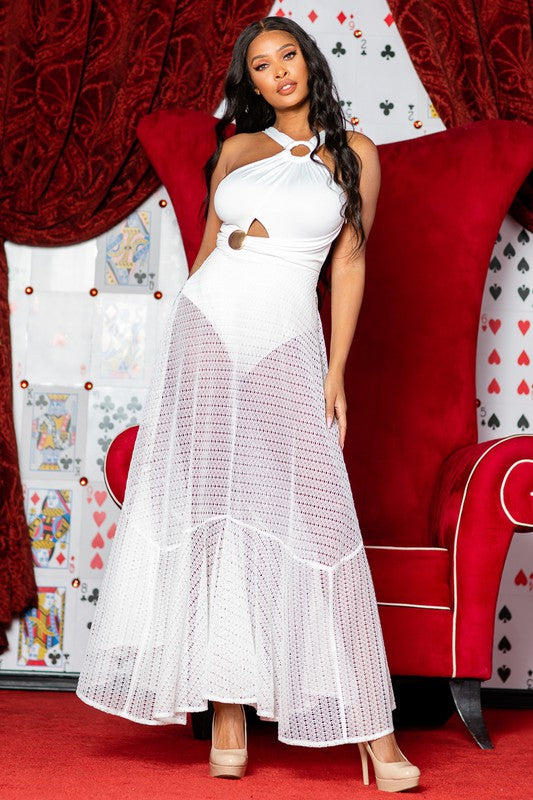 STYLED BY ALX COUTURE MIAMI BOUTIQUE White One Shoulder Mesh Skirt
