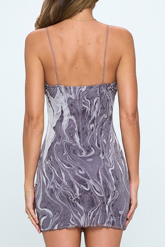 styled by alx couture miami boutique Lavender Swirl Merrow Hem Mini Dress