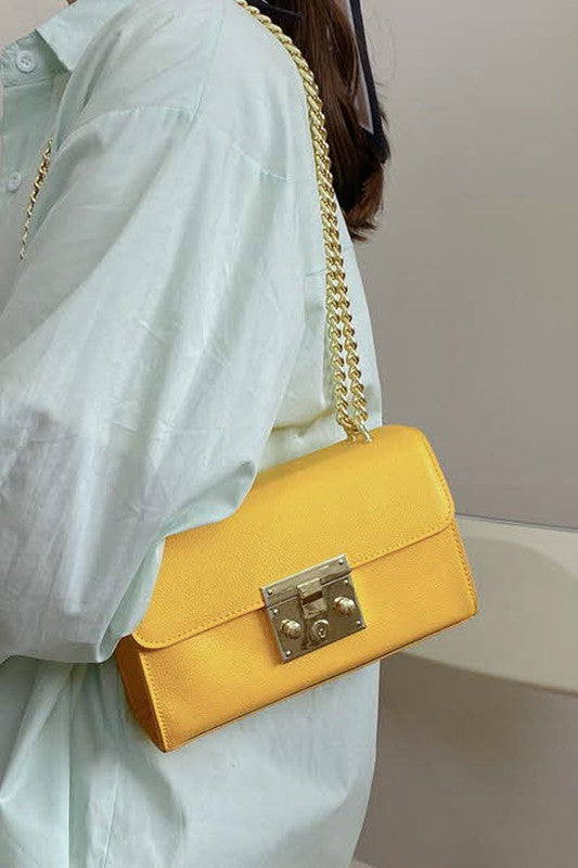STYLED BY ALX COUTURE MIAMI BOUTIQUE Solid Color Lock Shoulder Bag
