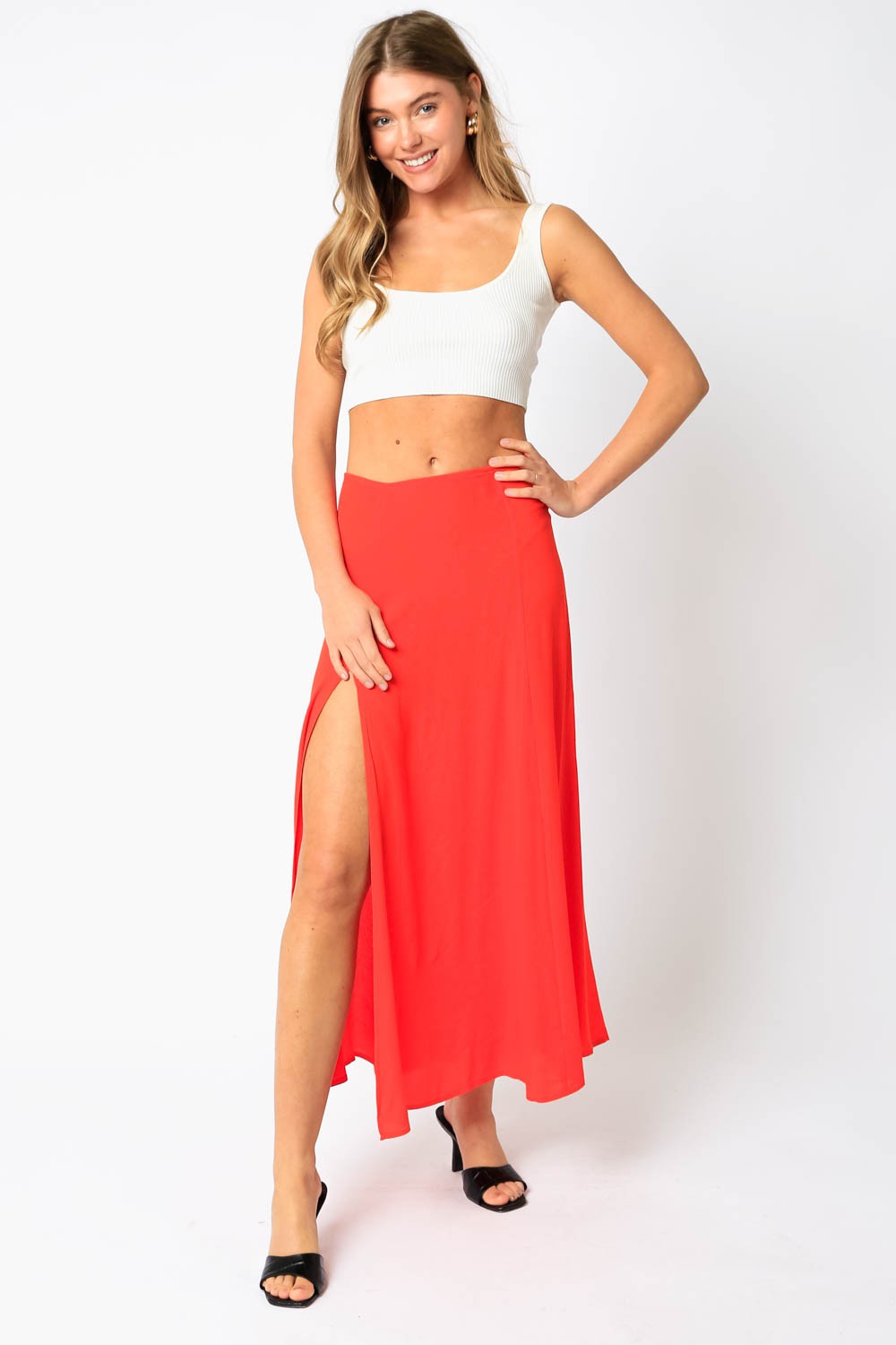 STYLED BY ALX COUTURE MIAMI BOUTIQUE Orange Solid Ellie Skirt