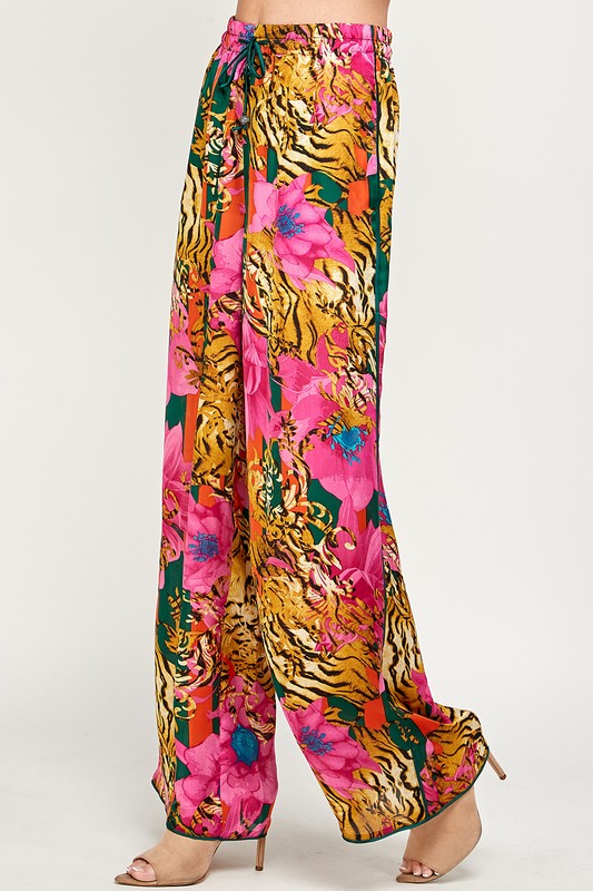 STYLED BY ALX COUTURE MIAMI BOUTIQUE Multi Tiger Floral Print Pants