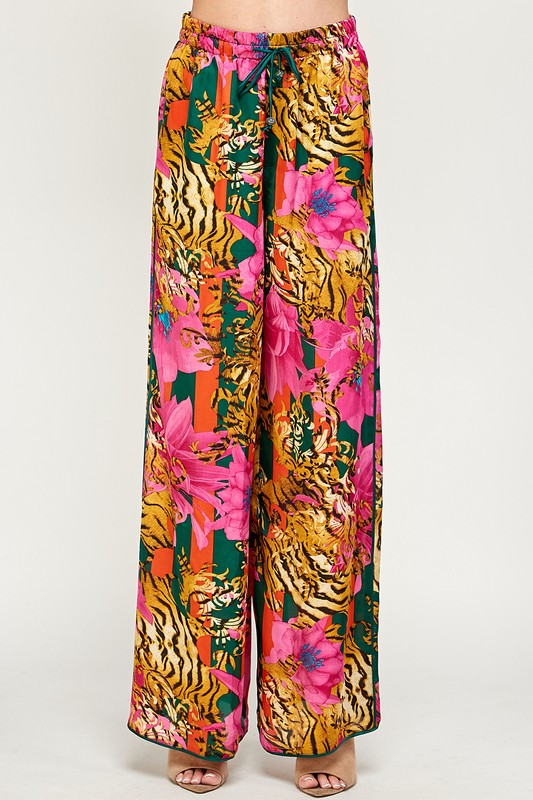 STYLED BY ALX COUTURE MIAMI BOUTIQUE Multi Tiger Floral Print Pants