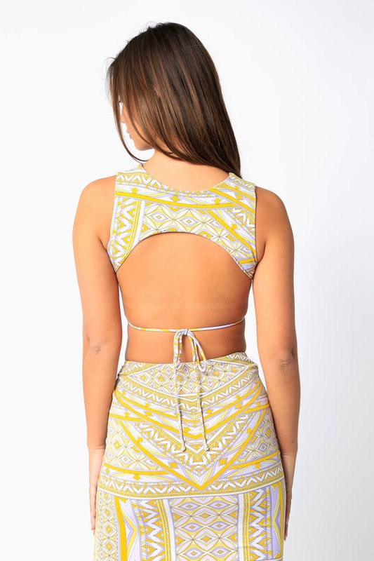 STYLED BY ALX COUTURE MIAMI BOUTIQUE Lilac Lemon Tie Open Back Top