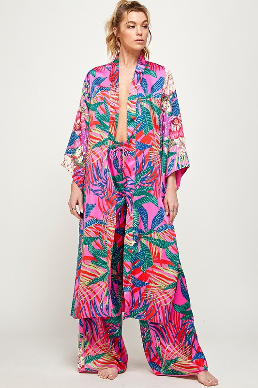 STYLED BY ALX COUTURE MIAMI BOUTIQUE Fuchsia Tropical Vibe Kimono