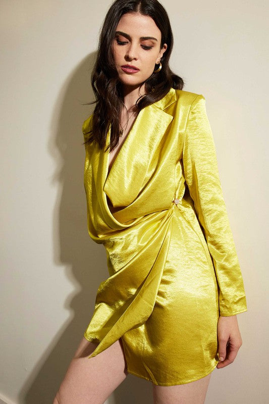 STYLED BY ALX COUTURE MIAMI BOUTIQUE Neon Yellow Blazer Mini Dress