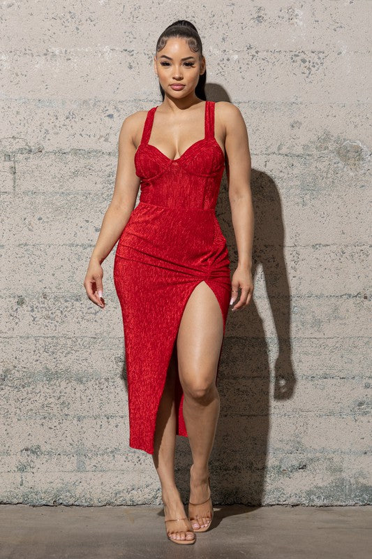 STYLED BY ALX COUTURE MIAMI BOUTIQUE Red Rulex Velvet Stretchy Bodysuit